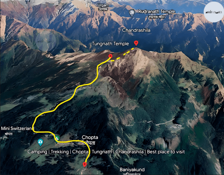 3D Trek Map of Tungnath